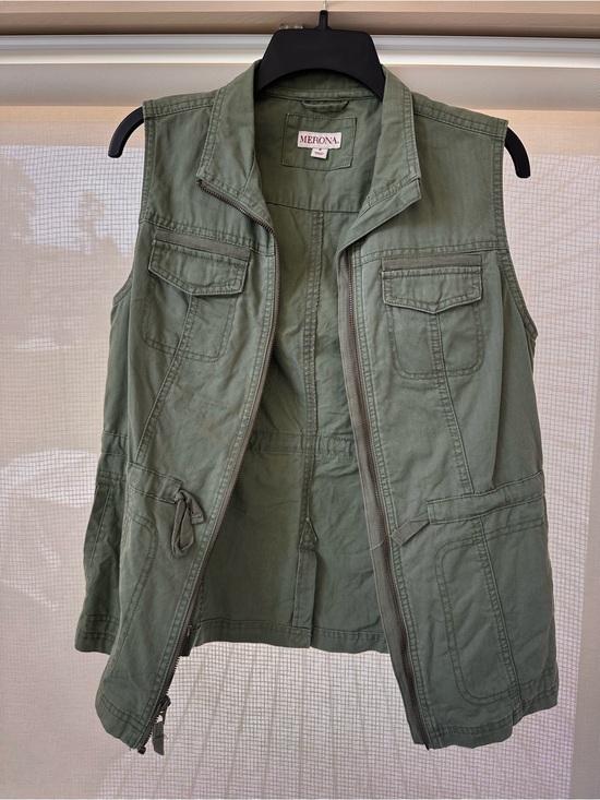 Merona Tops - Merona Olive Green Utility Vest with Zip & Pockets